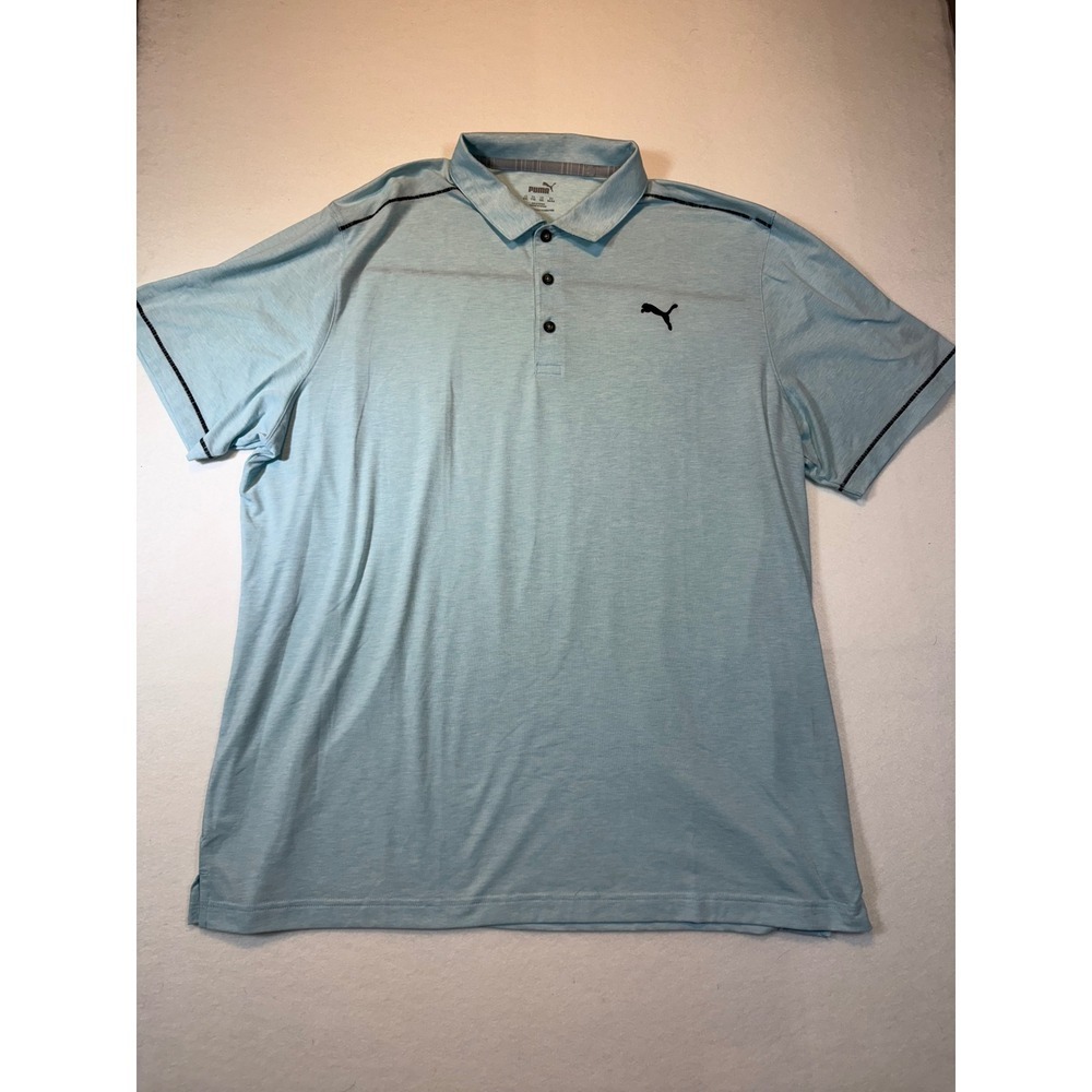 Puma Golf Polo Shirt XXL Light Blue Athletic Training Casual Sport Active